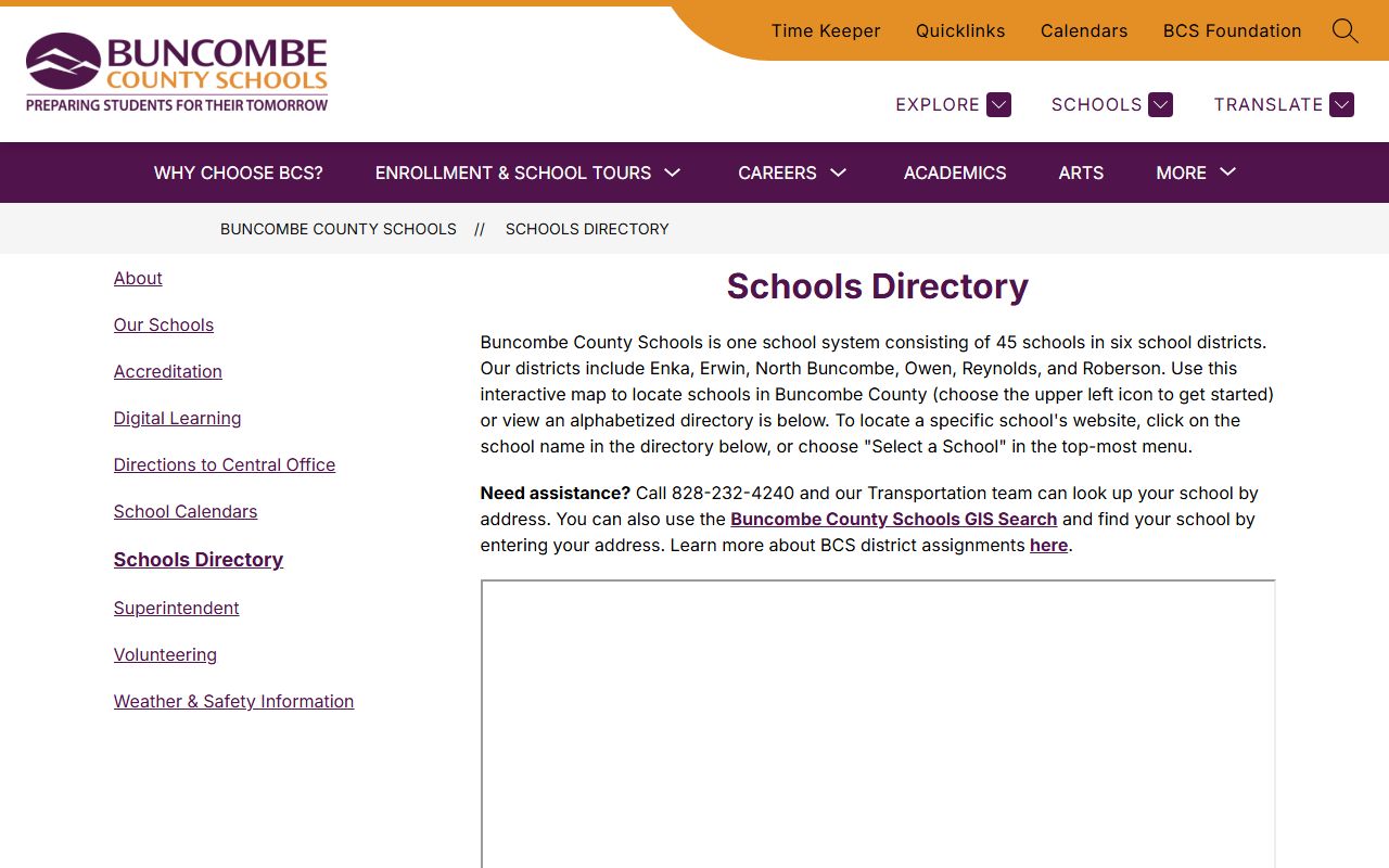 Buncombe County phone directory schools directory