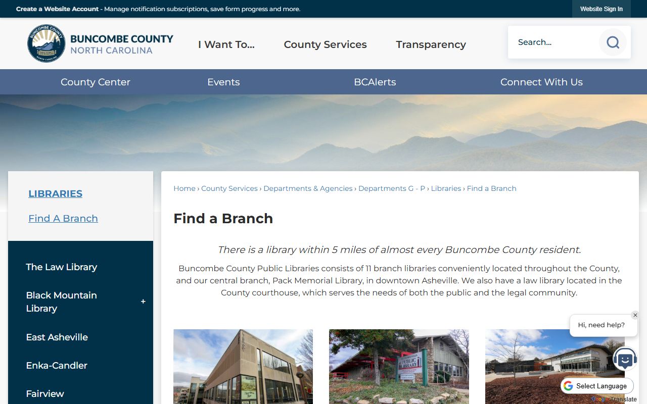 Buncombe County phone directory library branch directory