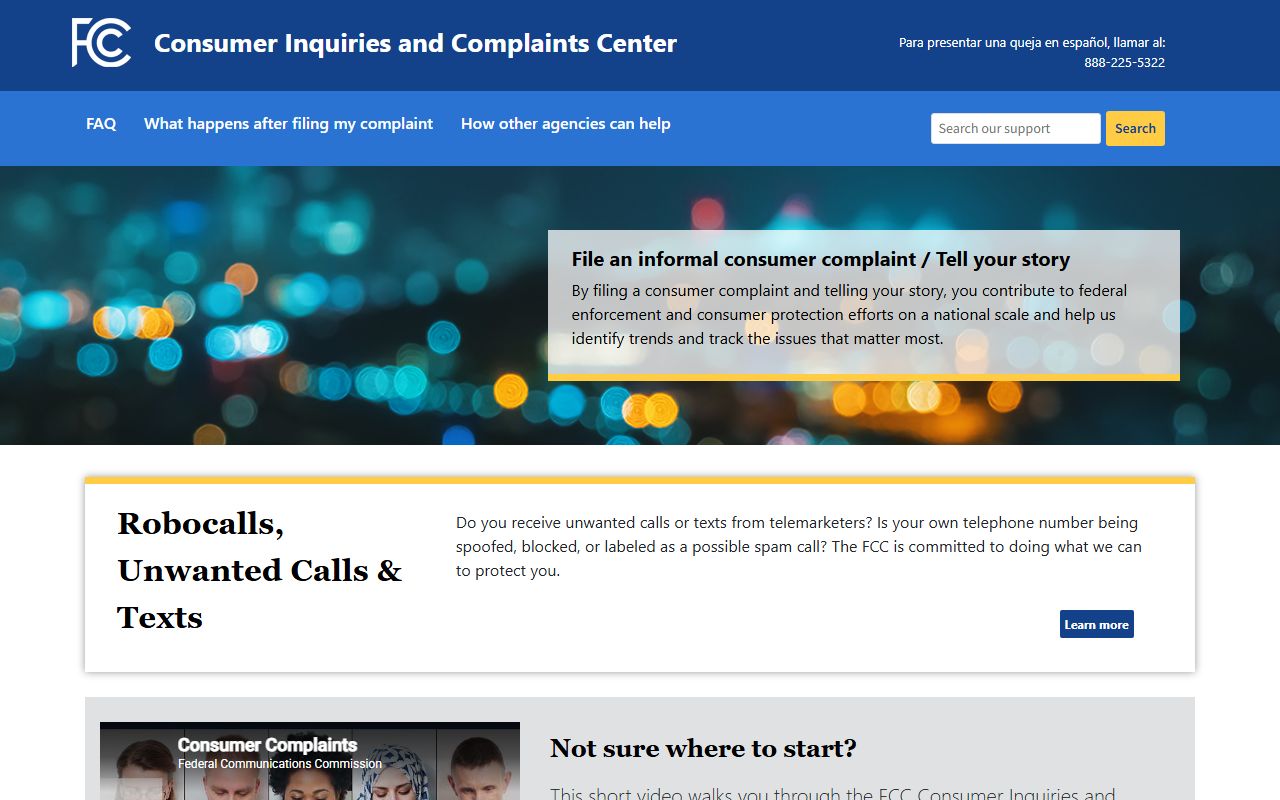 FCC Consumer Complaint Center for unwanted calls and number-spoofing issues affecting Buncombe County callers