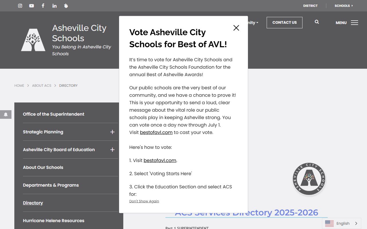 Buncombe County phone numbers Asheville City Schools directory